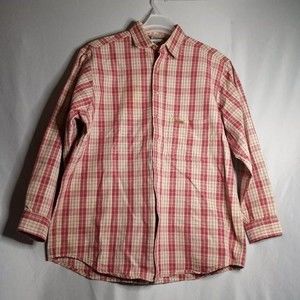 Carhartt Red Plaid Button-Down Long Sleeve Men's Shirt Size 52" Chest